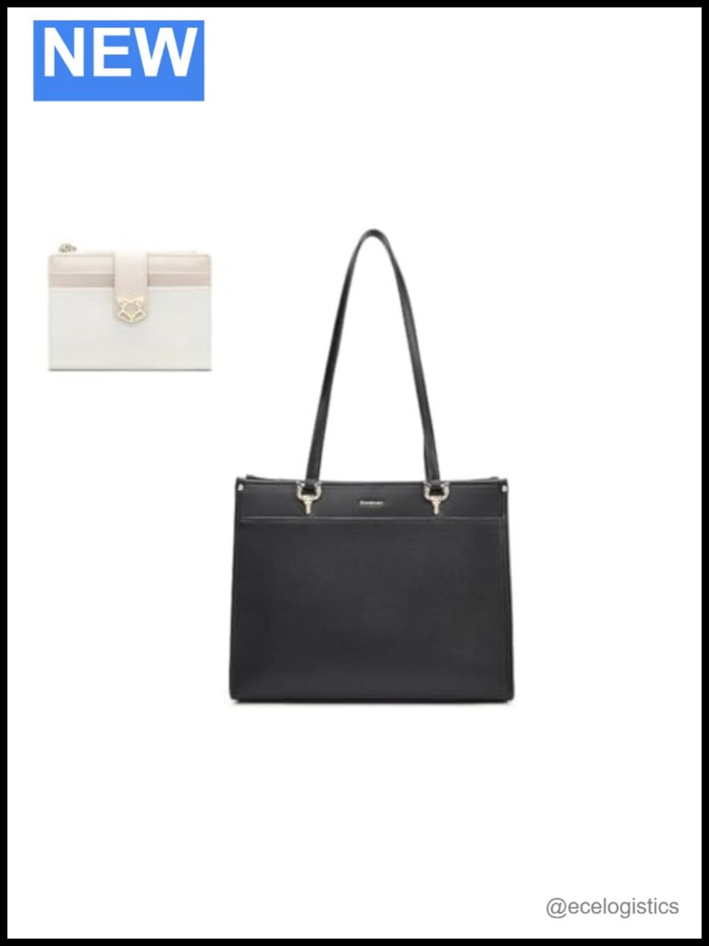 Genuine Leather Large Tote & Slim Wallet Set Women Handbag
